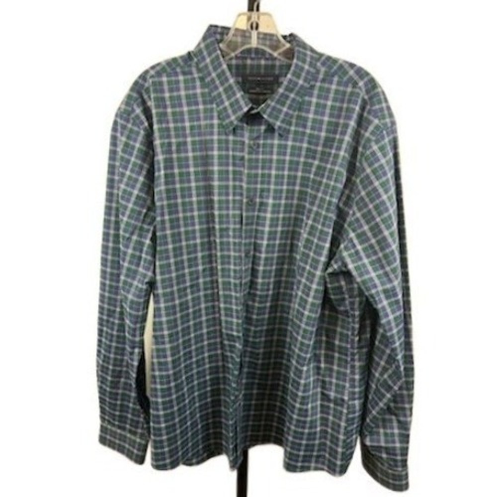 Tommy Hilfiger Men's Size 2XL Plaid Athletic Fit Stretch Button Down Shirt